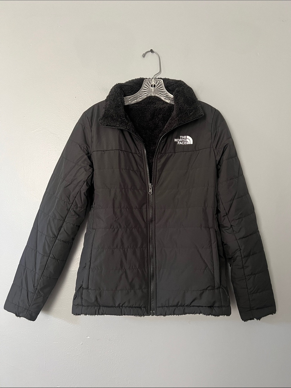 The North Face Women's Black Puffer Jacket with Sherpa Collar